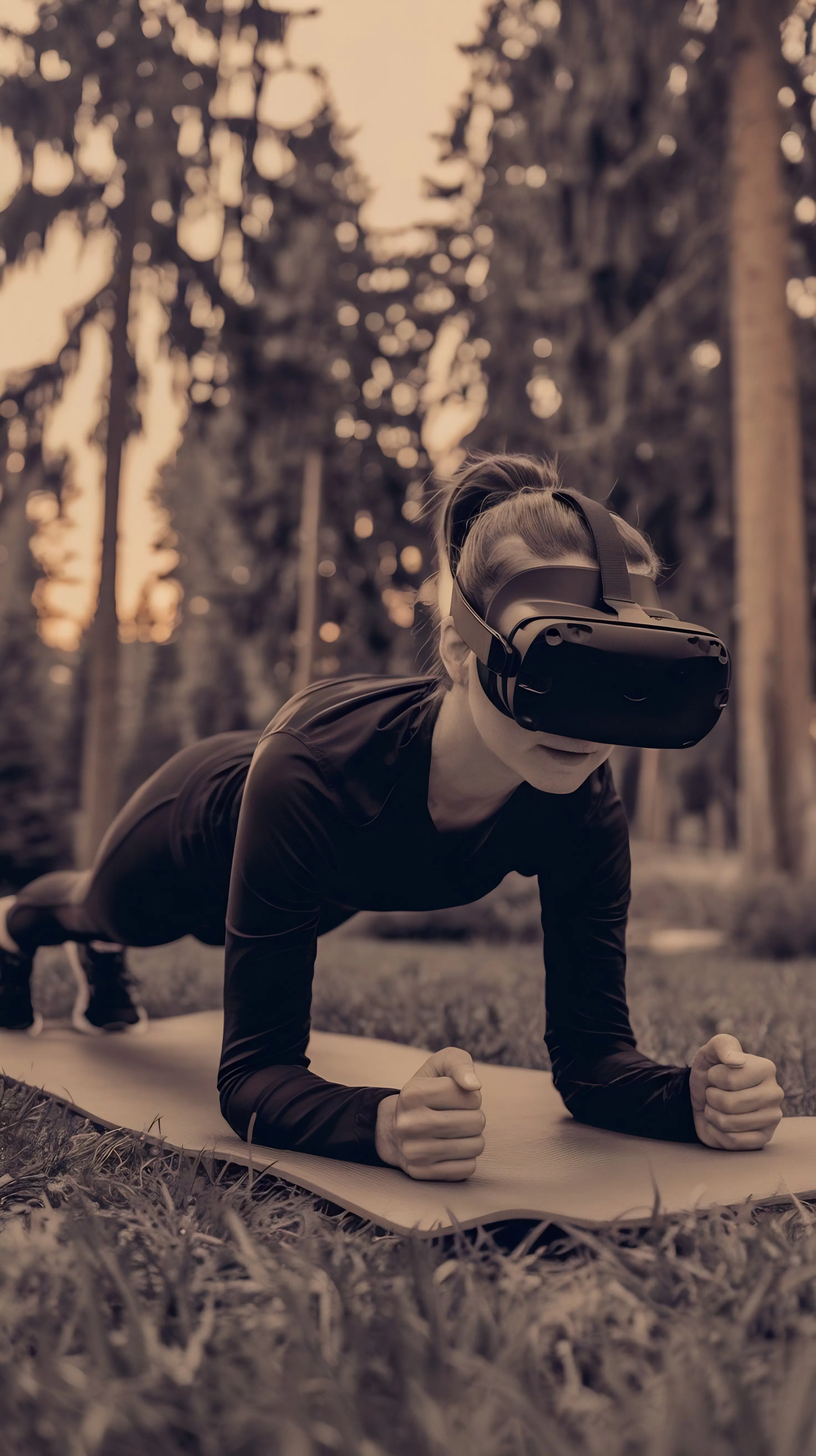 Person, die mit VR-Brille trainiert