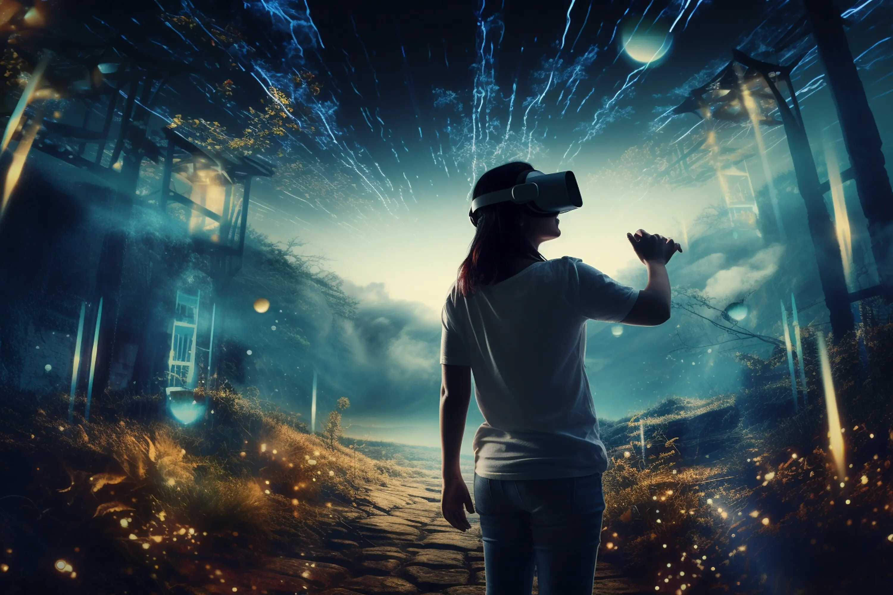 Virtuelle Realität: Der Nutzer ist in die aufregende Welt der Spiele eingetaucht.